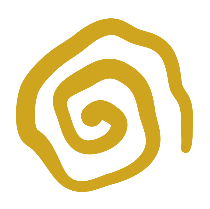 Gold-colored spiral design on a white background.