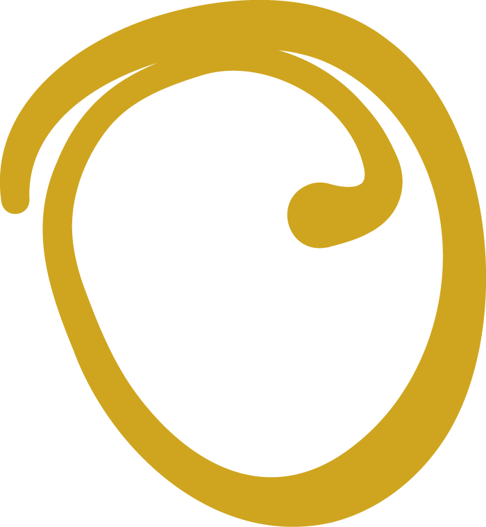 Gold-colored stylized question mark symbol