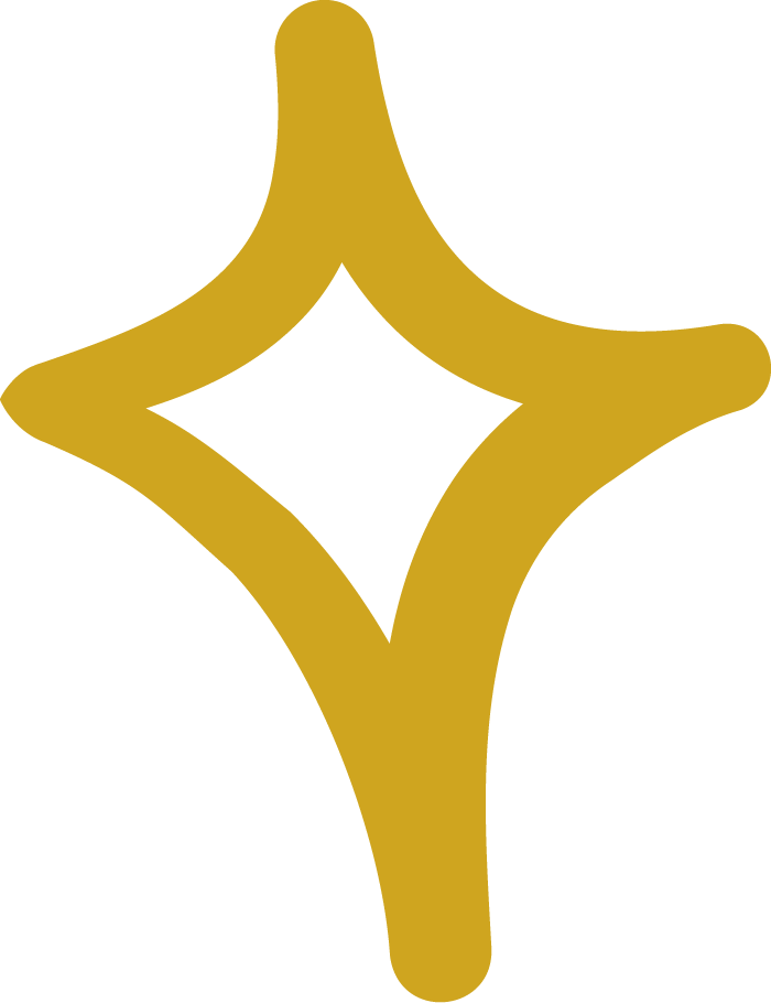 A gold-colored star-shaped ornament with rounded edges and a hollow center.