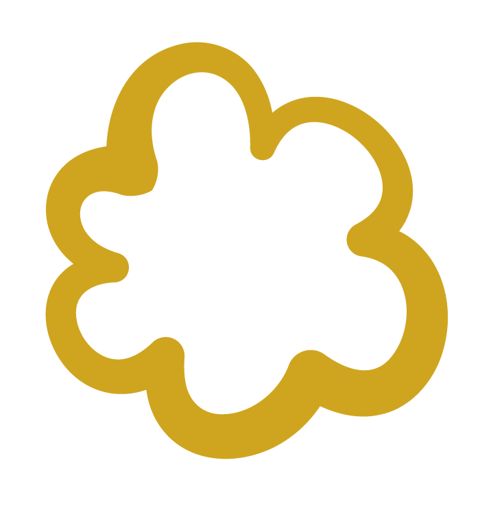 Gold-colored flower-shaped cookie cutter on a black background.