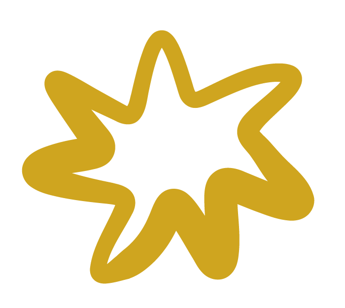 Gold explosion graphic with a white border on a black background.