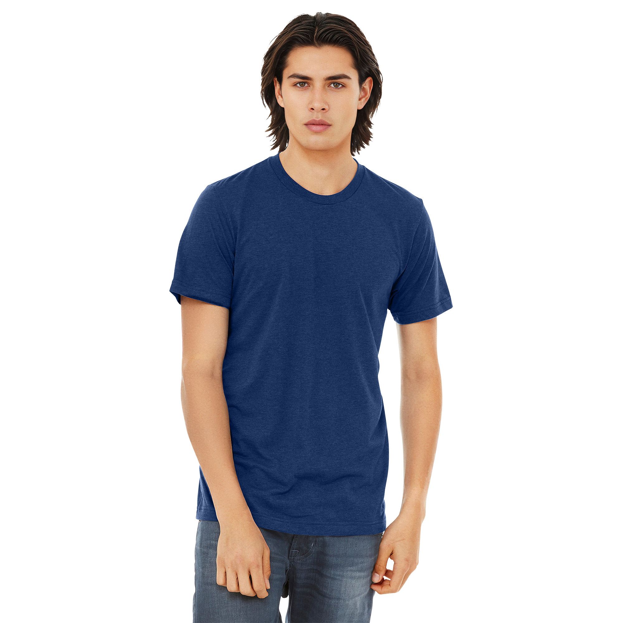 BC3413_Navy Triblend_Model_Front.png