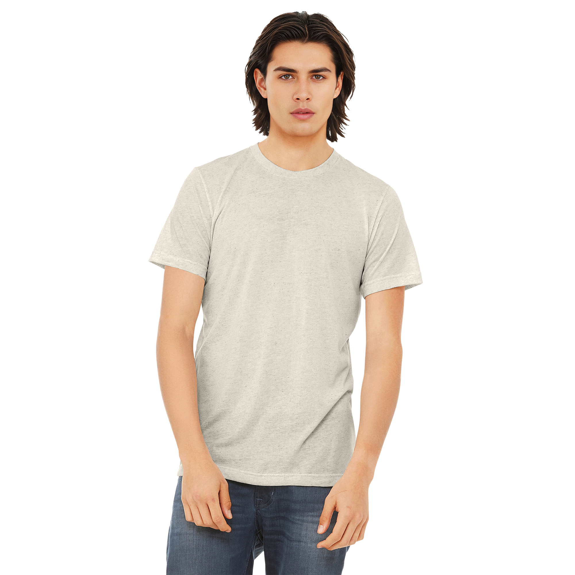 BC3413_Oatmeal Triblend_Model_Front.png