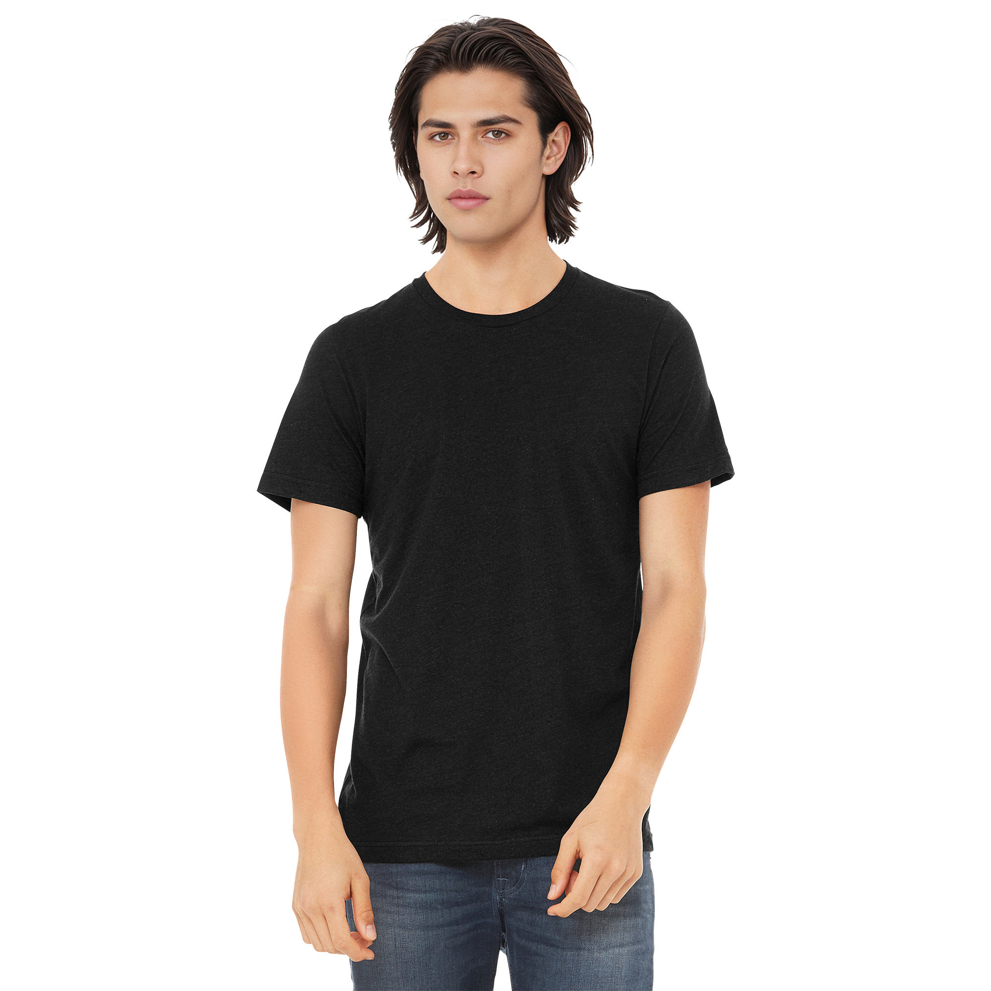 BC3413_Black Heather Triblend_Model_Front.png