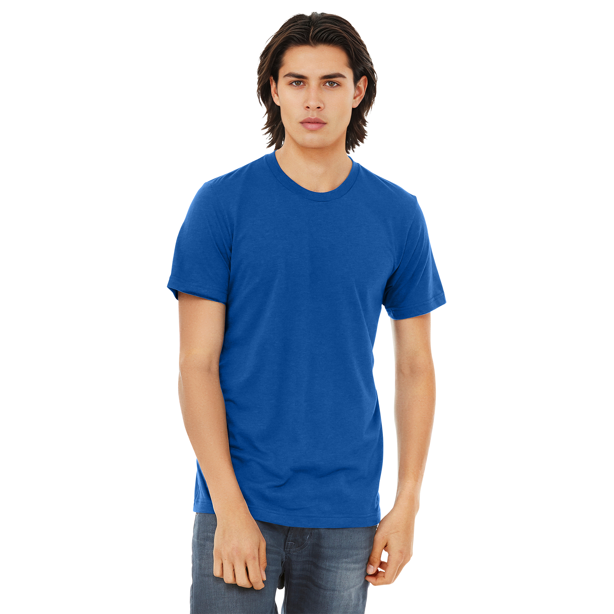 BC3413_Solid True Royal Triblend_Model_Front.png