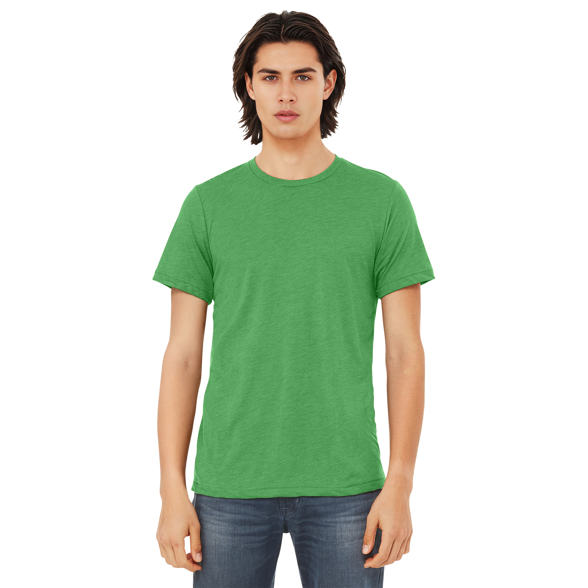 BC3413_Green Triblend_Model_Front.png