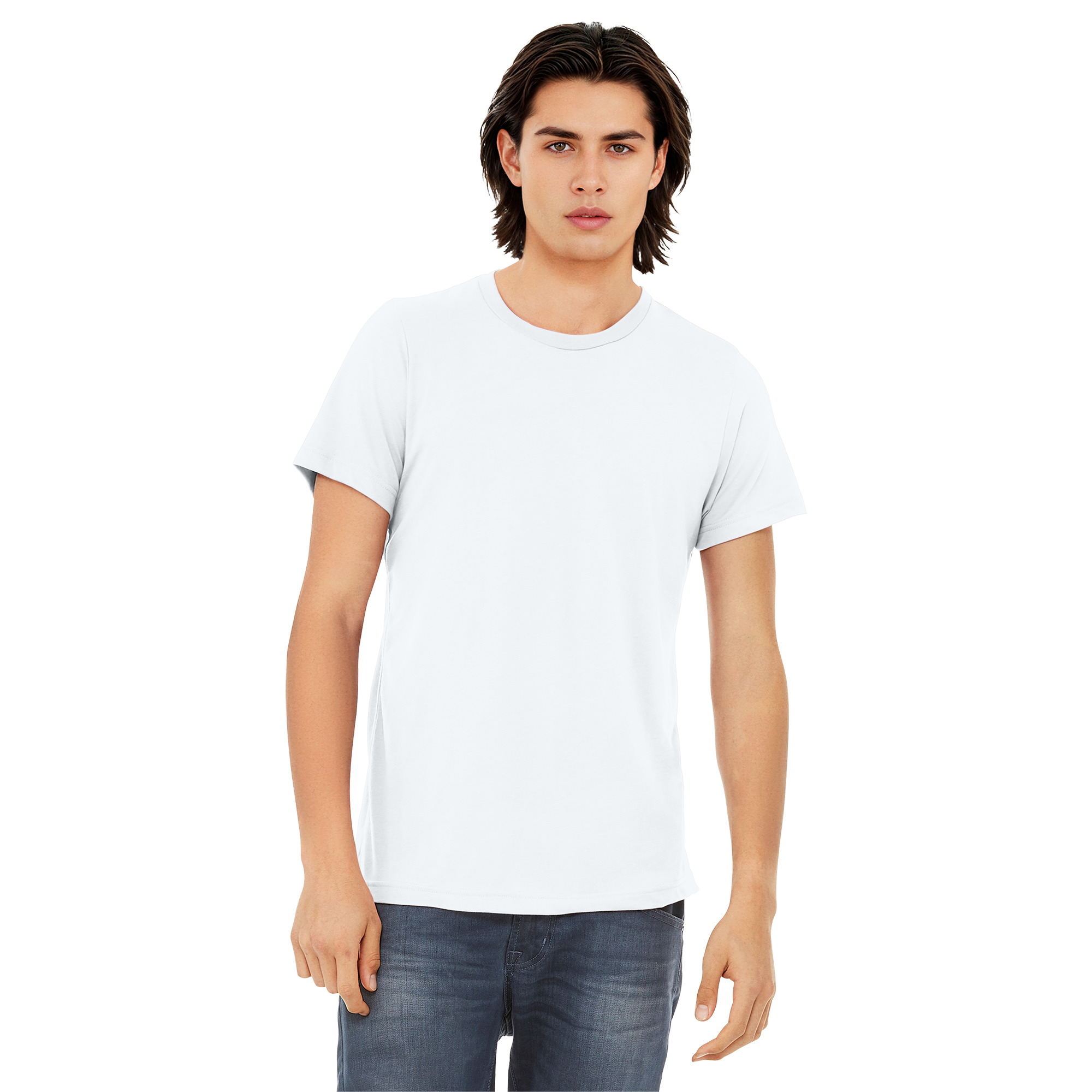 BC3413_Solid White Triblend_Model_Front.png