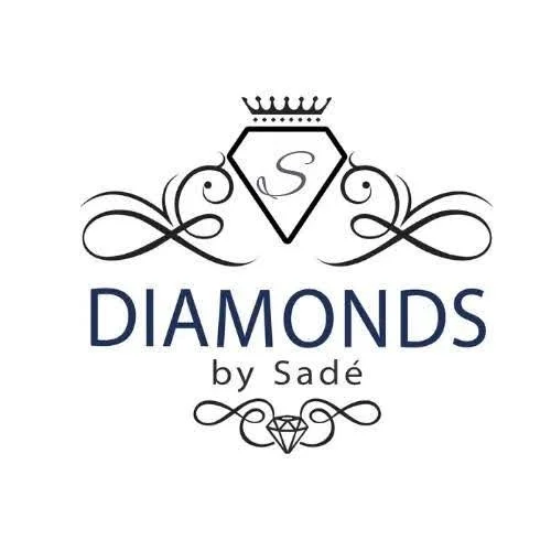 Logo for Diamonds by Sadé featuring a diamond with a crown on top and elegant decorative swirls.