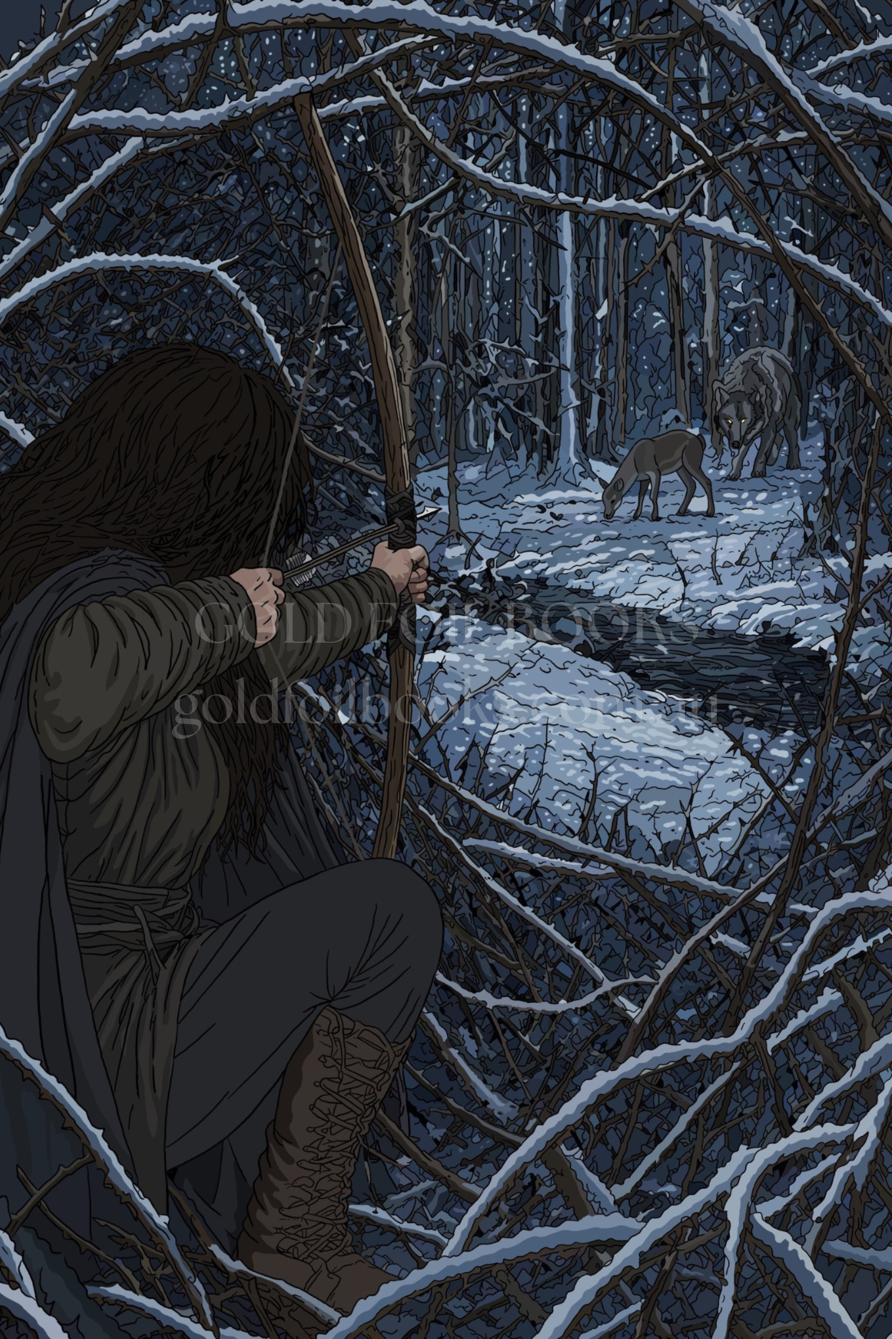 The Hunt | Fantasy Romance Digital Art Print Inspired by Feyre & the Wolf