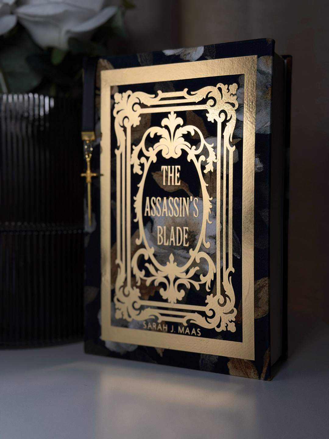 Throne of Glass Complete Series - Floral Hardcover Rebind Set | Gold Sword Ribbon Bookmarks | Gold Foil Decals & Quotes