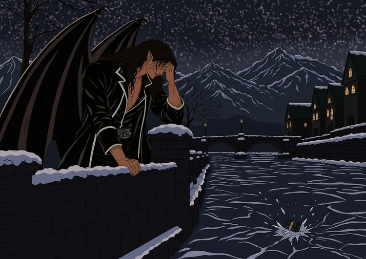 The Gift: Cassian throwing Nesta’s gift into the river.