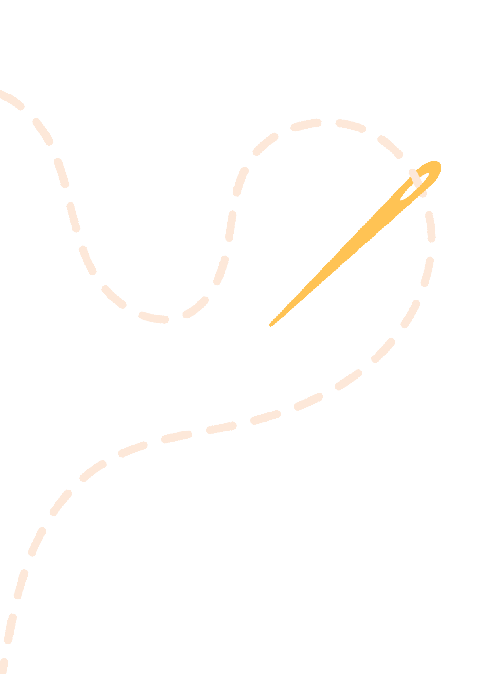 Decorative stitched thread illustration with a threaded needle.