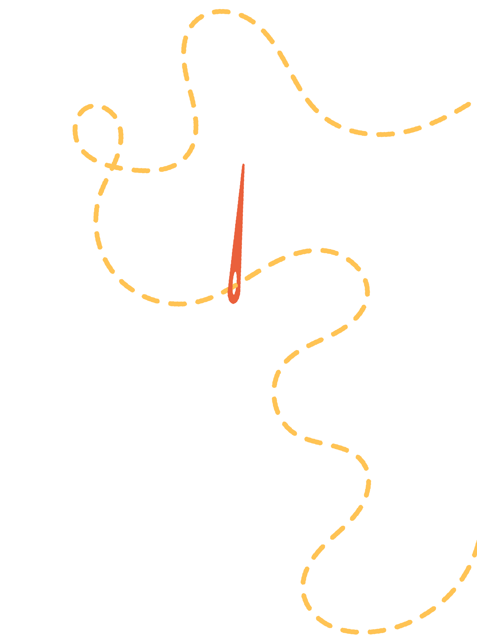 Decorative stitched thread illustration with a threaded needle.