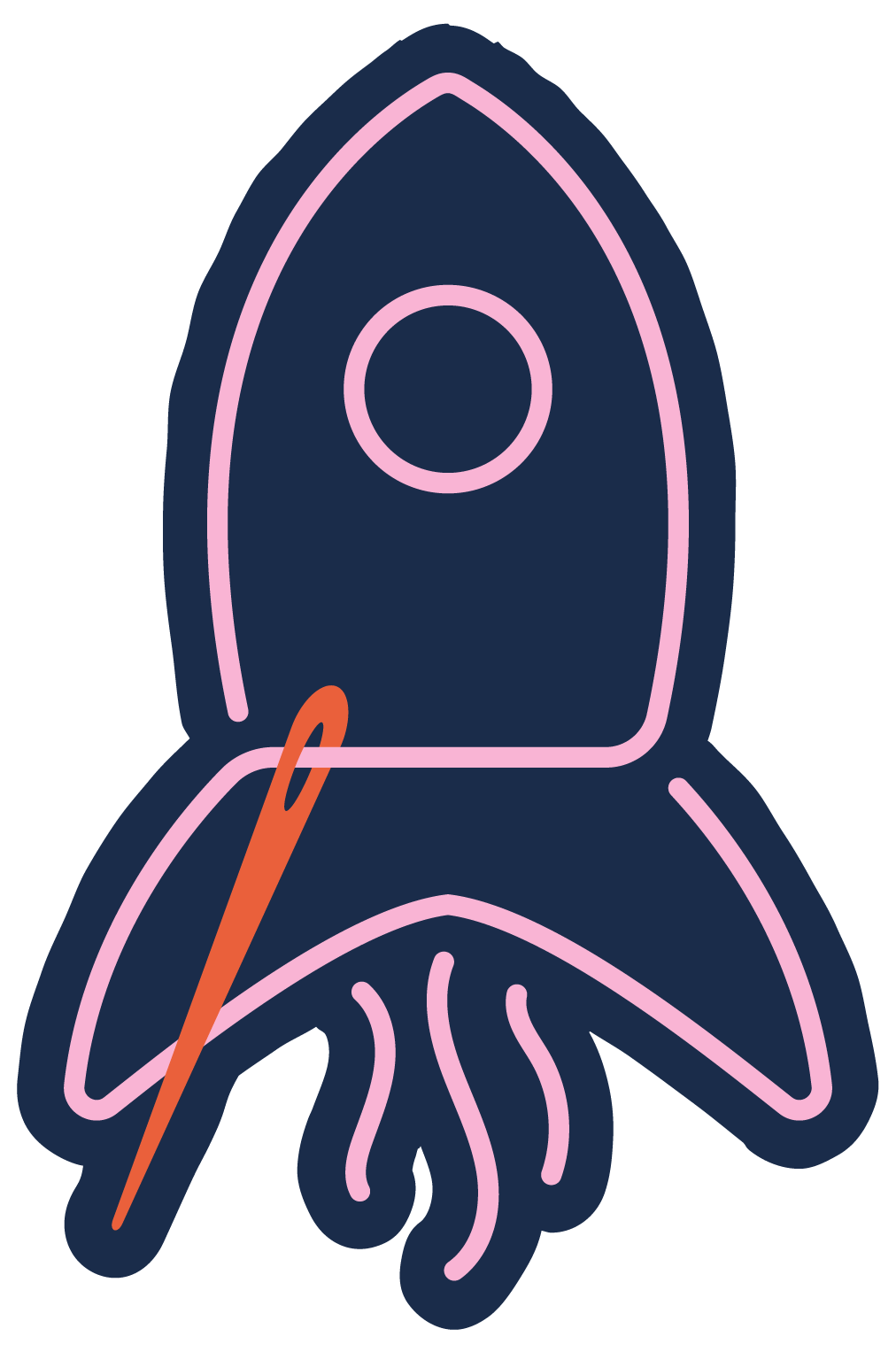 Illustration of a rocket launching upward.