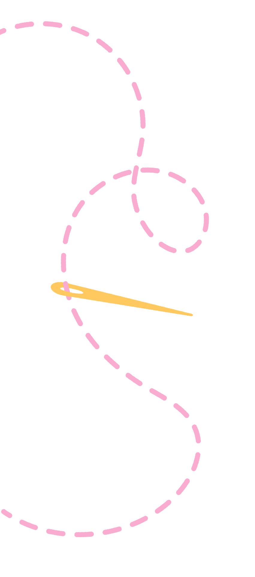Decorative stitched thread illustration with a threaded needle.