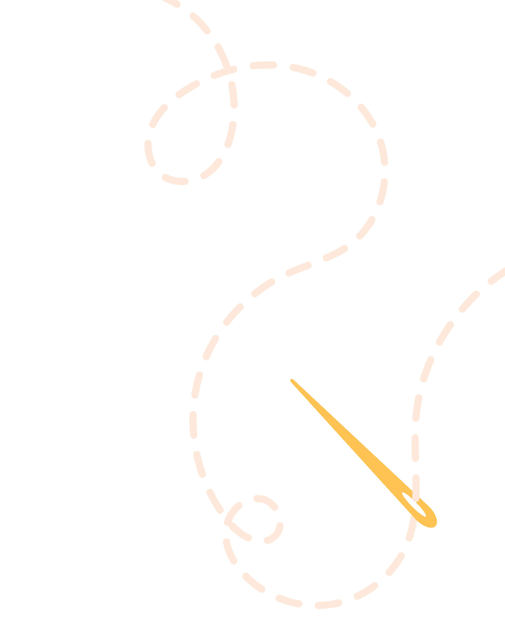 Decorative stitched thread illustration with a threaded needle.
