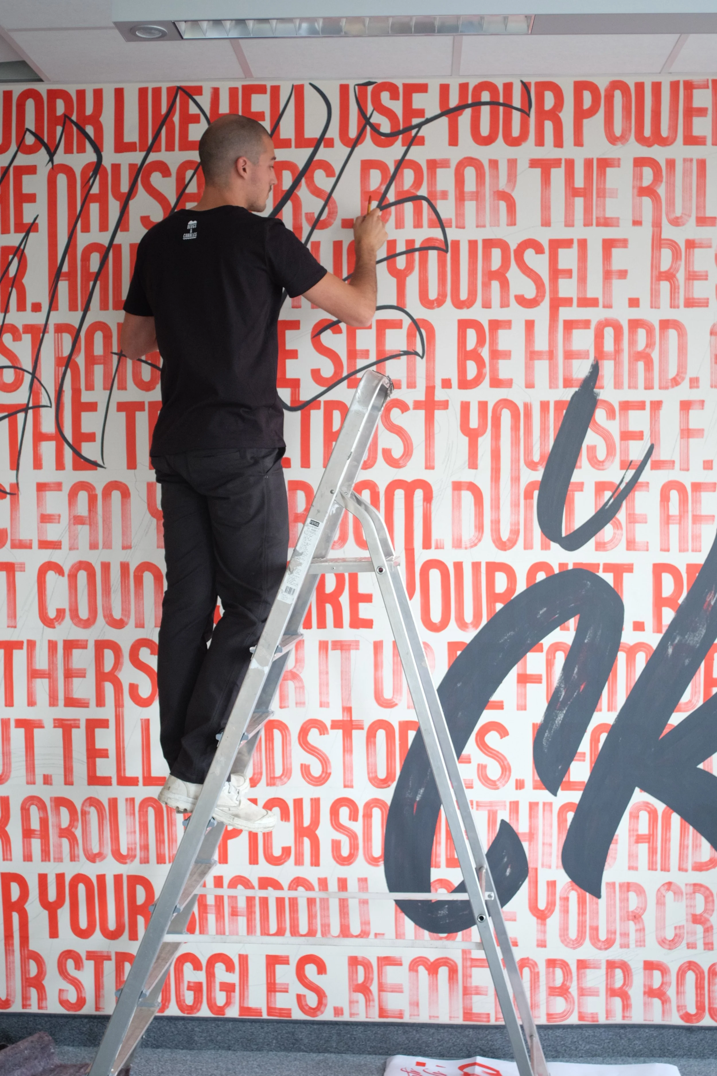Lettering mural for workspace