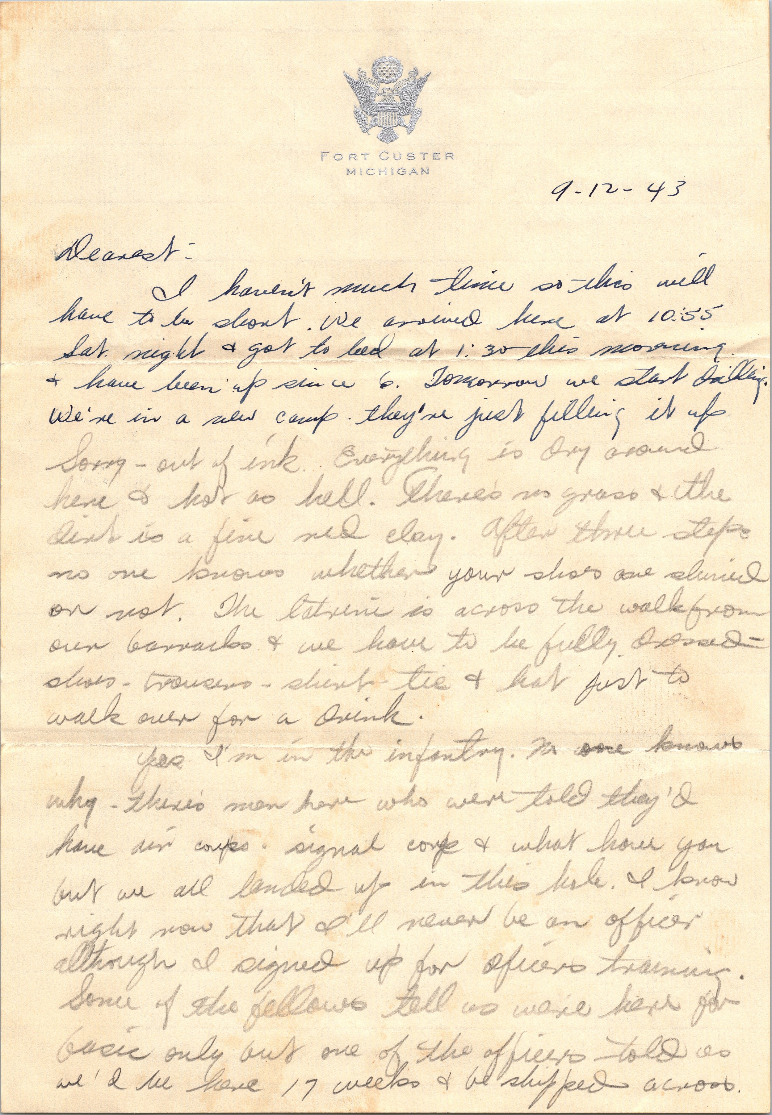 Letter sent between Otto Harding and Eunice Harding, Elke's Great-Grandparents.