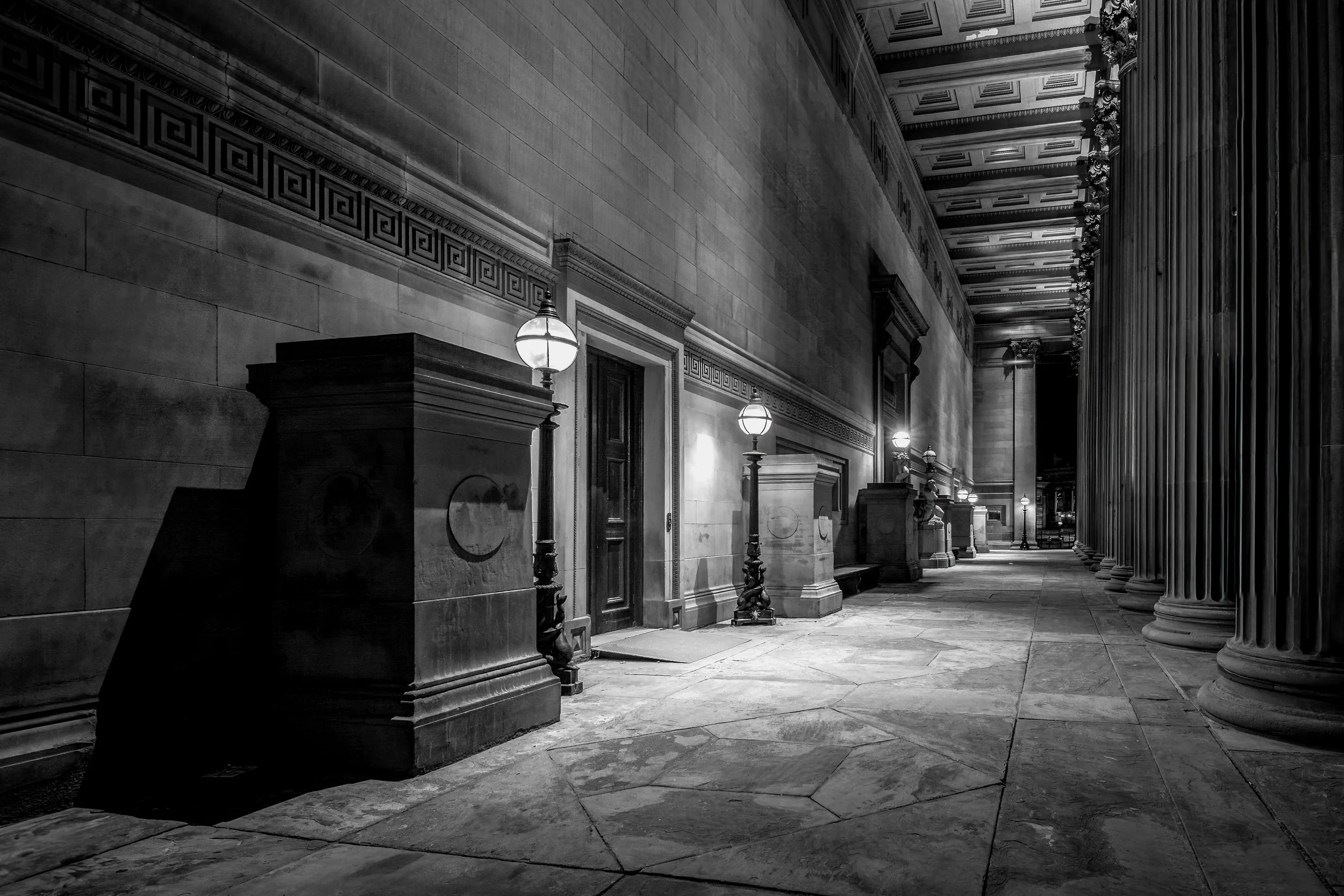 St Georges Hall 2016. The Shadowy Entrance to St Georges Hall Liverpool.