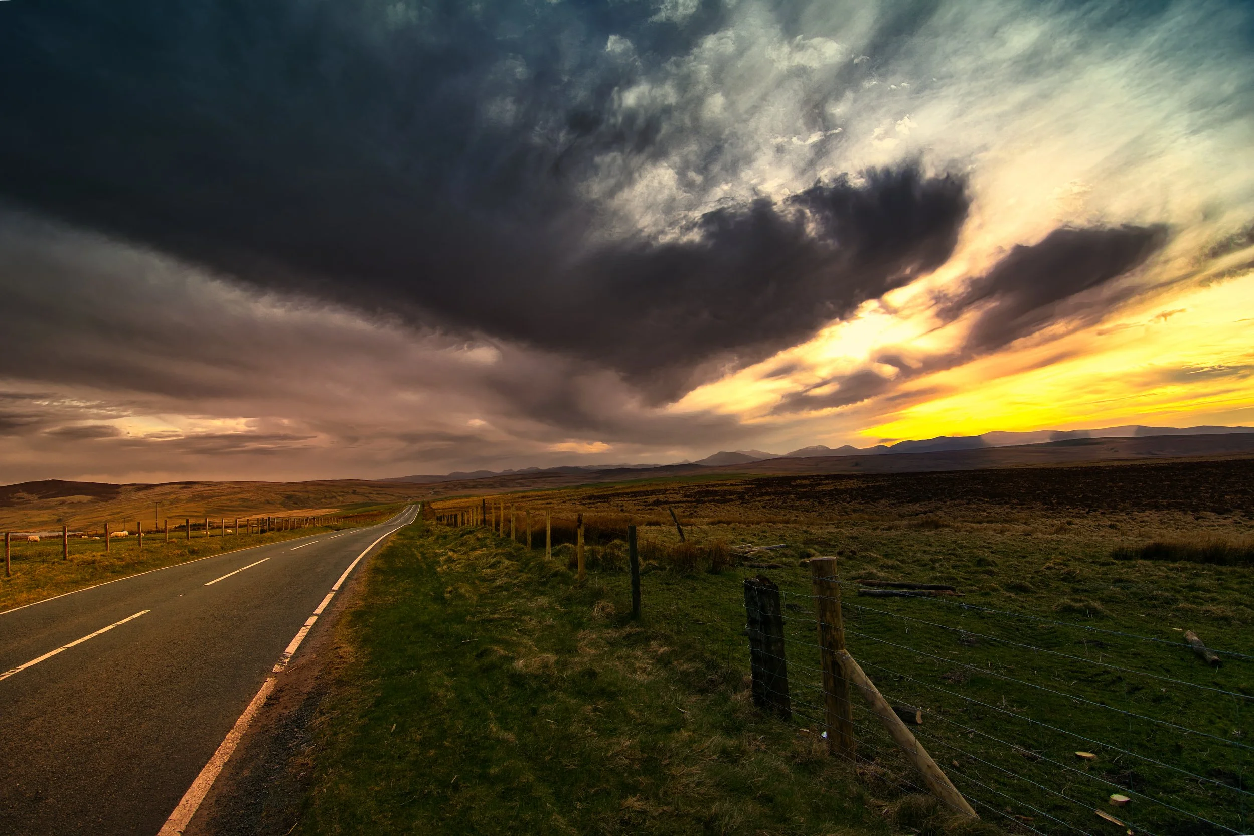 Denbigh Moors 2012. Had to stop to get a photo of this storm, drove through it, and it absolutely pissed down.