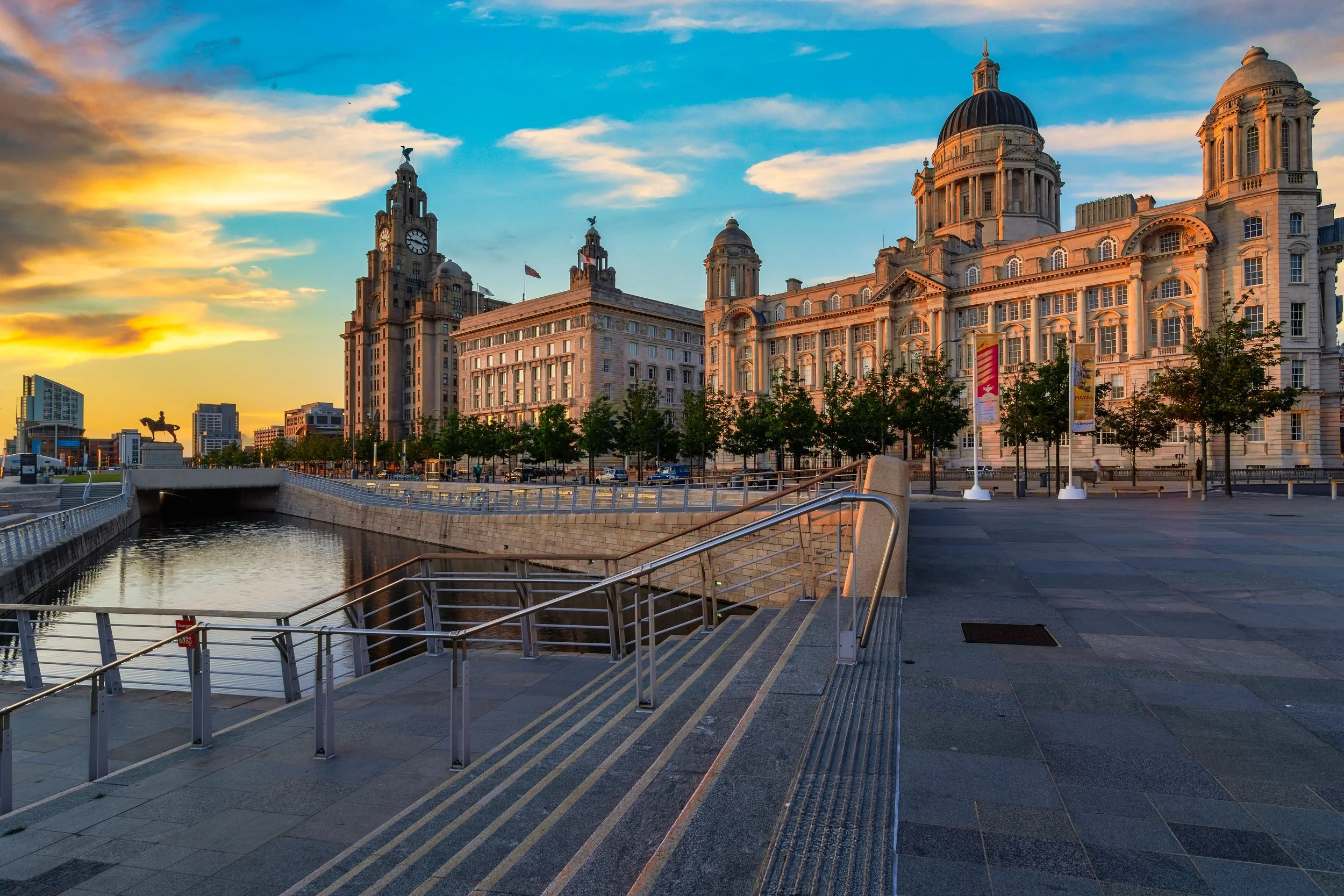 Pier Head Three Graces Sunset 2015. Beautiful Sunset onto the Three Graces.