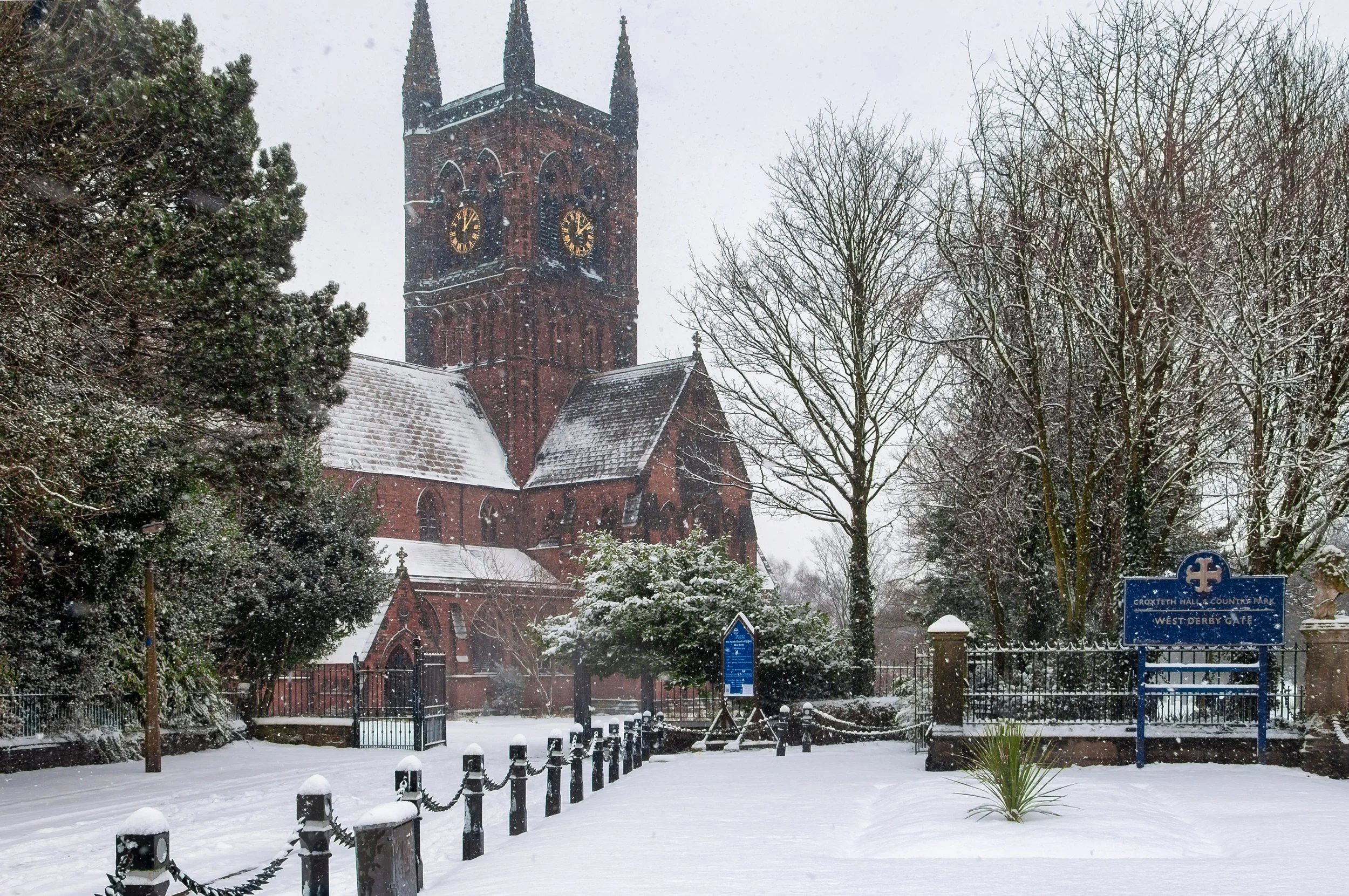West Derby Village St Mary's 2013. This is Black & White as well, same description, a Christmas Card image.