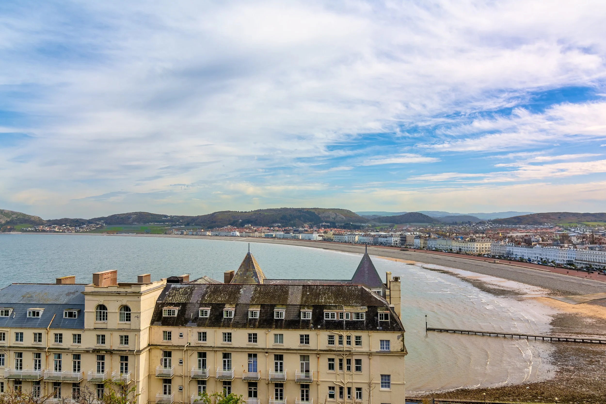 Llandudno High View 2016. This vantage point you can walk up from Marine Drive, or drive up from a road close to the promenade.