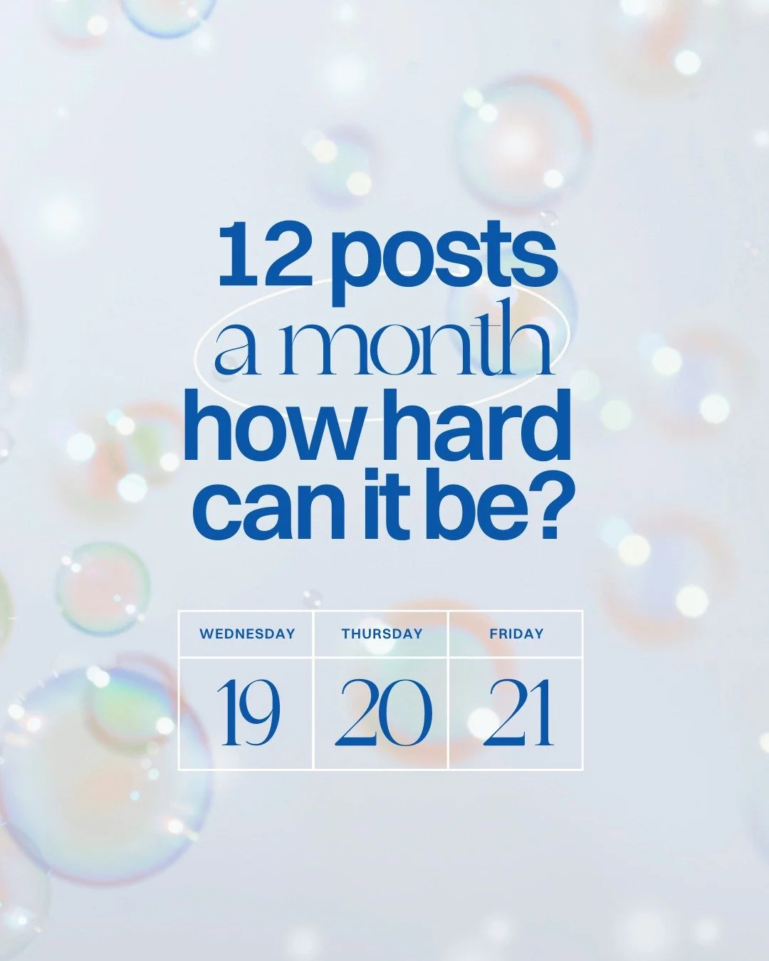 12 posts a month, how hard can it be?
Well, let us tell you&hellip;

Behind every post sits a strategy session (or two), a curated grid, refined copy, and enough drafts to fill your camera roll twice over.

Here&rsquo;s what actually goes into just o