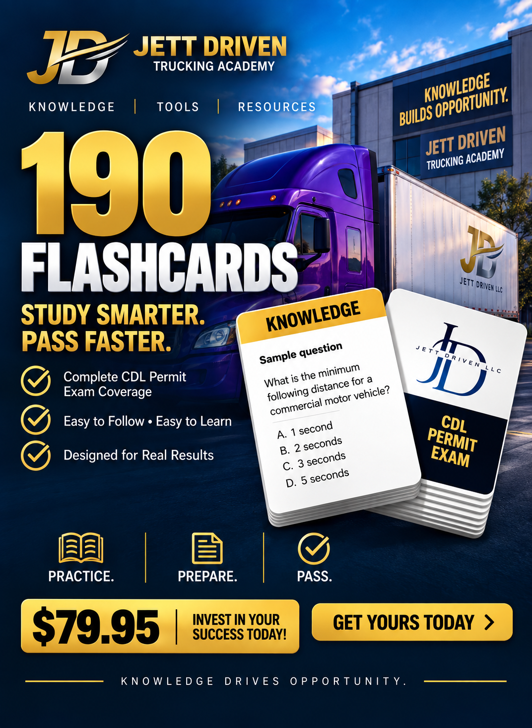 Jett Driven 1 on 1 CDL Study Guide Flashcards
