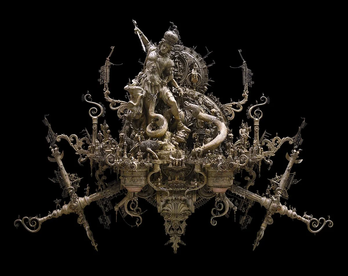 Michael vs. the Serpent, 2015
Mixed media assemblage
43 x 56 x 14 in (109.2 x 142.2 x 35.6 cm)