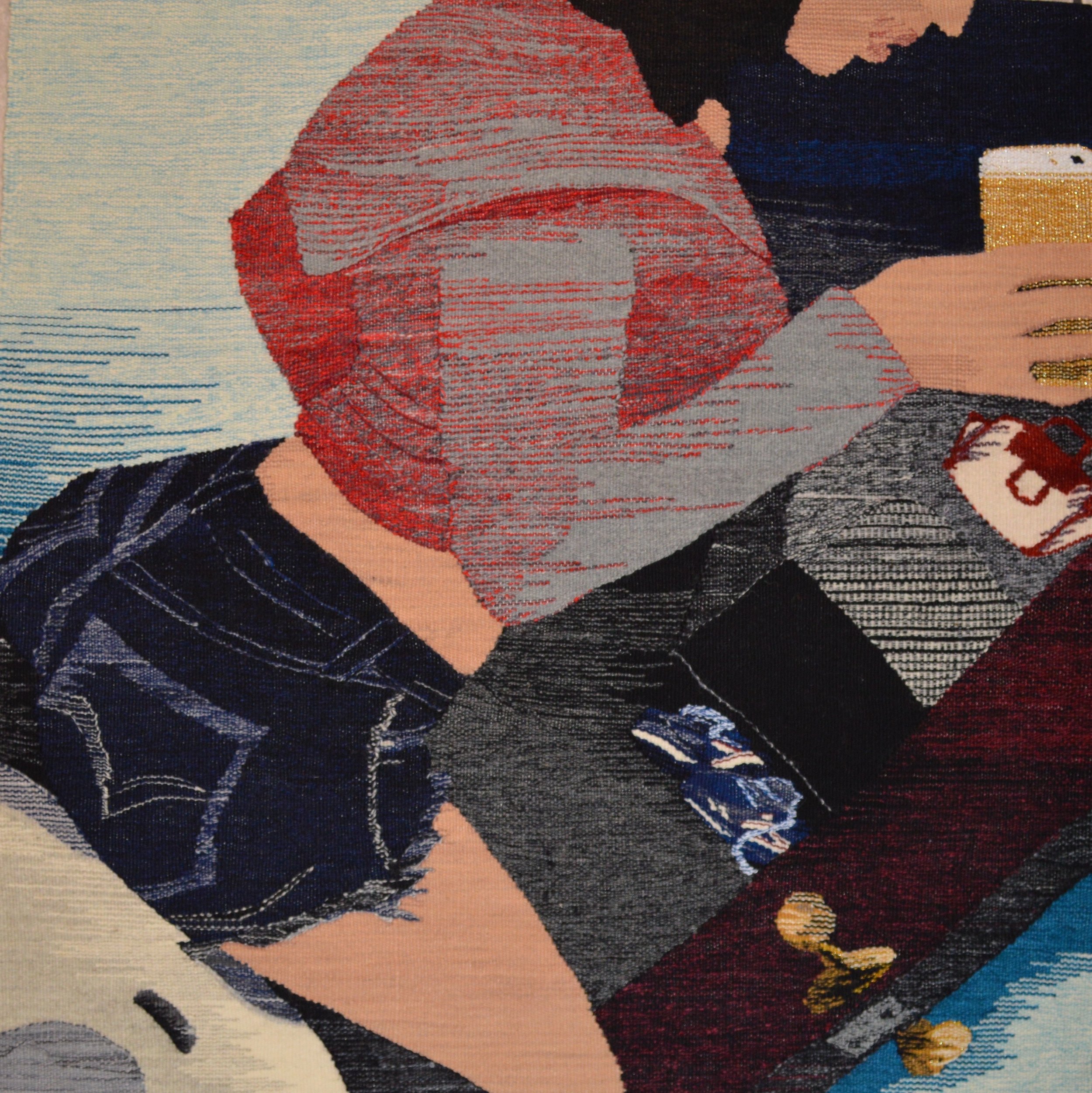 Erin M. Riley
Nudes 34
Hand woven wool tapestry, cotton wrap
40 x 40 in (101.6 x 101.6 cm)
