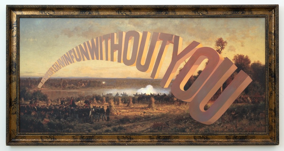 Good Lookin People Havin Fun Without You, 2014
Acrylic on inkjet print on canvas
40 x 77 in (101.6 x 195.6 cm)