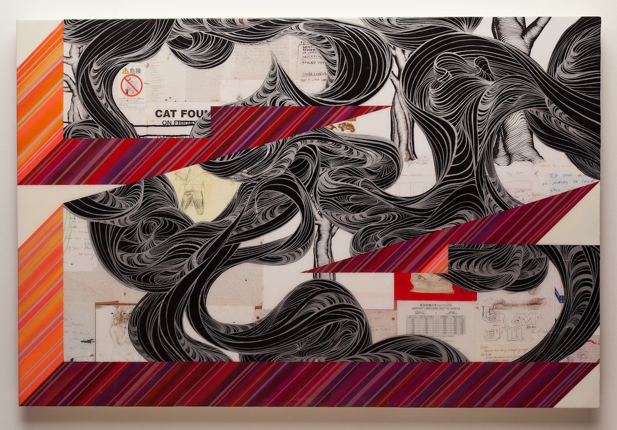 Z, 2013
Acrylic, ink, gesso, spray-enamel, and resin on wood
panel
42 x 63 in (106.7 x 160 cm)