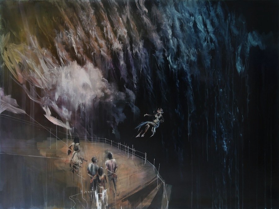 Climactic Niagara Falls Wedding Finale, 2013
Oil, acrylic, pen, charcoal, ink, on canvas
54 x 72 in (137.2 x 182.9 cm)