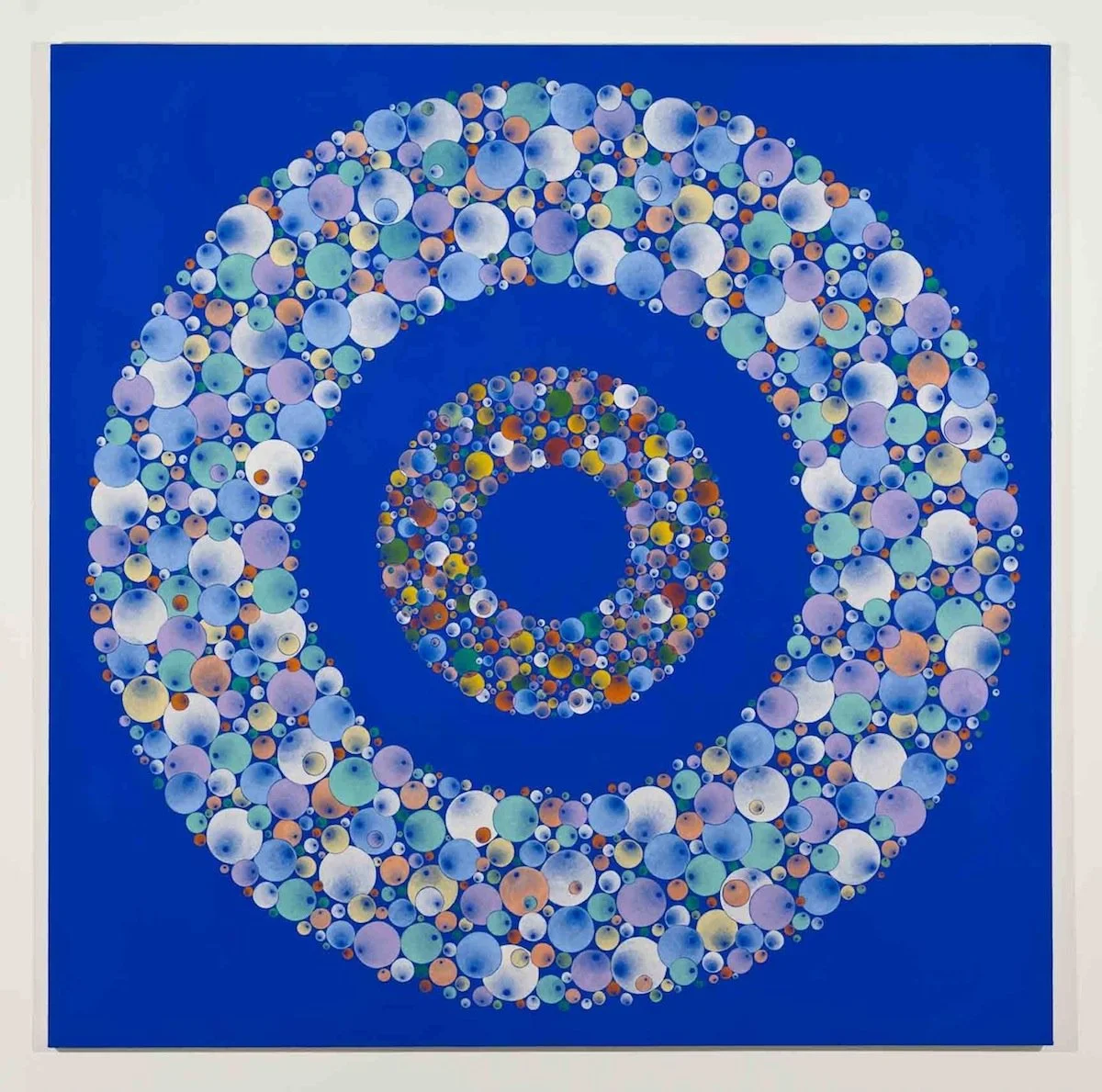 Bubble of Wishful Gems, 2014
Ground mineral pigments, gold, on canvas
70 x 70 in (177.8 x 177.8 cm)