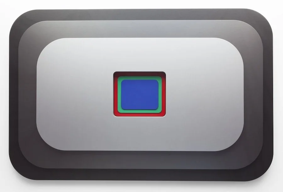 Electromagnetic Spectrum / RGB, 2014
Enamel on aluminum
48 x 60 x 5.5 in (121.9 x 152.4 x 14 cm)