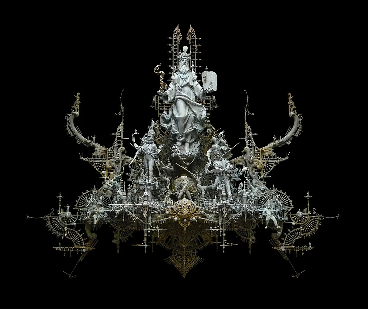 Ambiguous Exodus, 2015
Mixed media assemblage
27 x 32 x 7 in (68.6 x 81.3 x 17.8 cm)