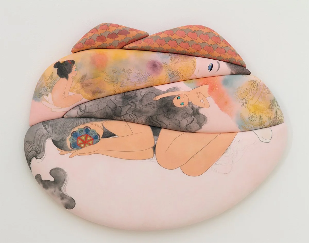 yorozu no ha, 2014
Acrylic on cotton, panel
24 x 30 x 2.5 inches / 61 x 75 x 6 cm