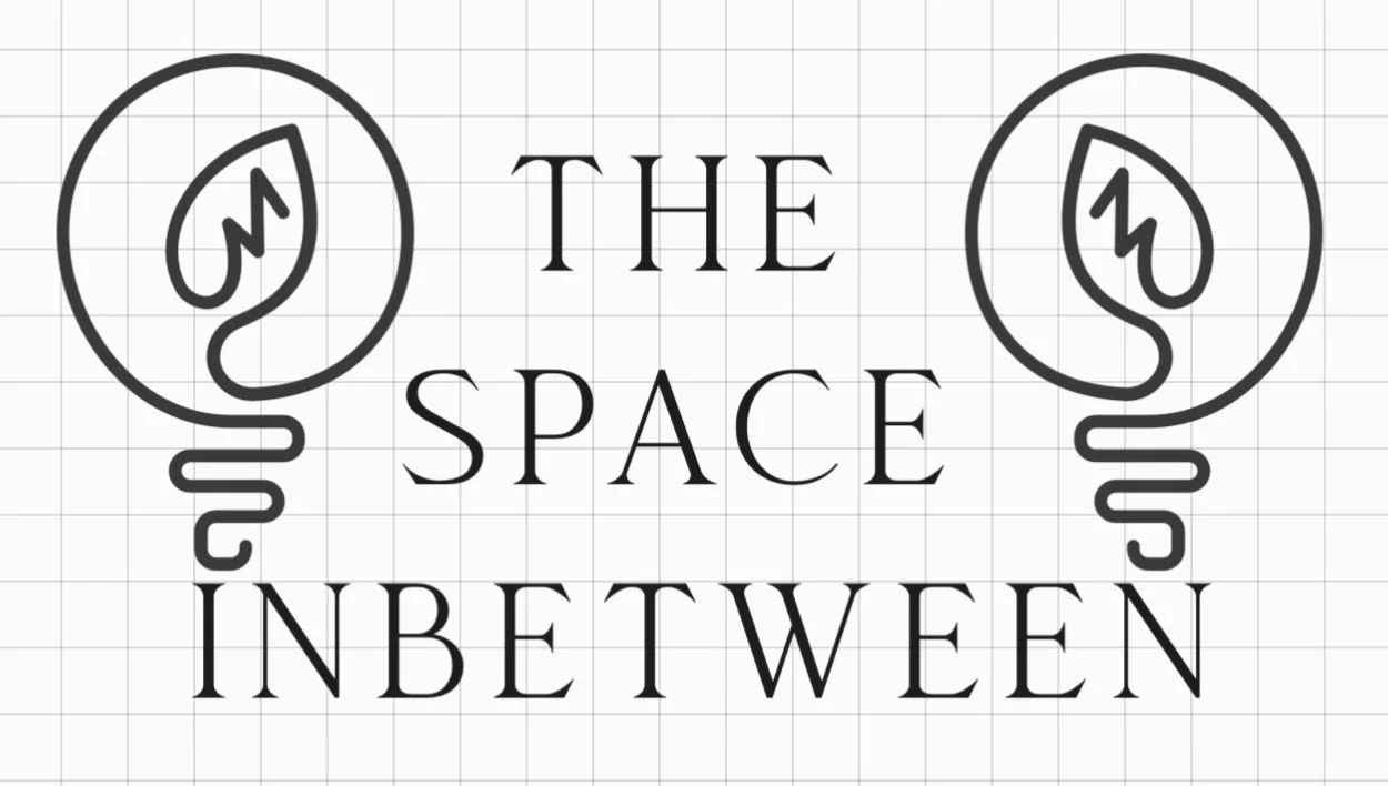 Logo with two light bulbs and the words 'The Space Inbetween' in between.