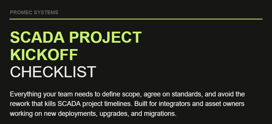 Promec scada project kickoff checklist