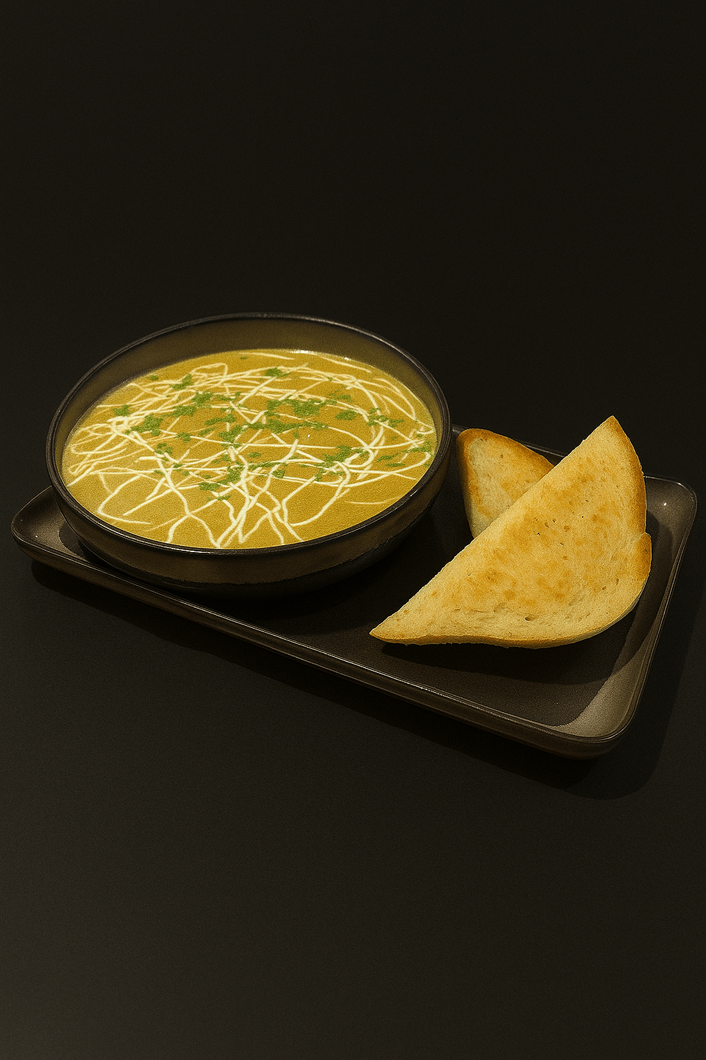 lobster bisque with garlic bread