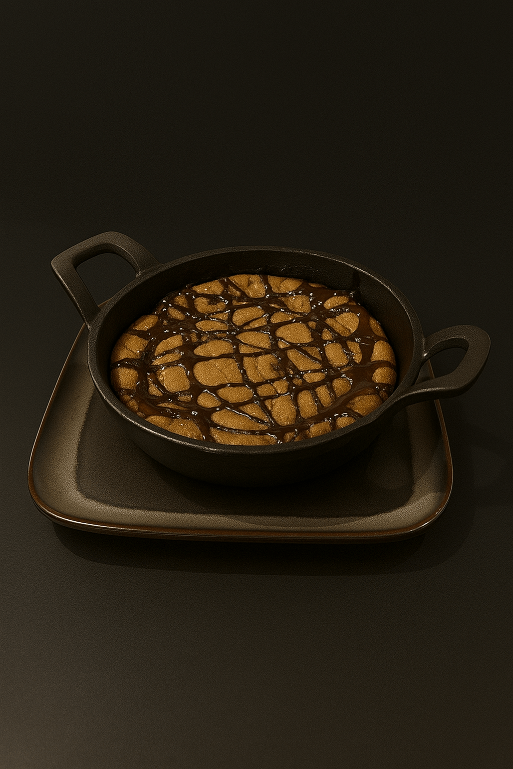 cookie served with chocolate sauce