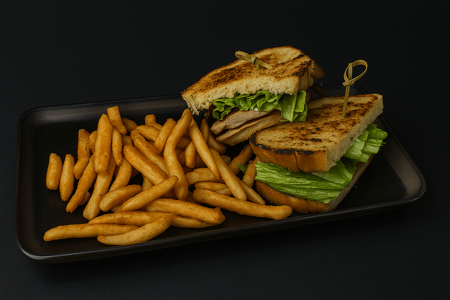 sourdough bread topped with chicken, tomato jam, bacon, swiss and romaine