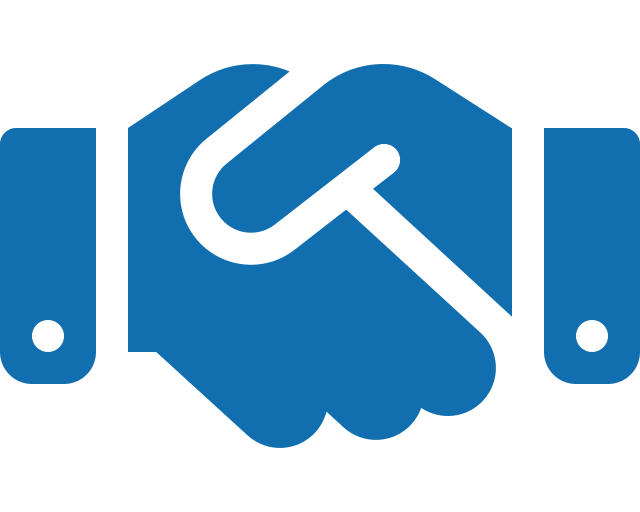 handshake icon in blue