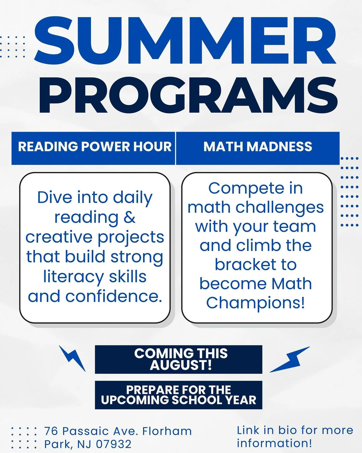 📣 SUMMER JUST GOT SMARTER! 🧠
Join us for Game Time Tutors’ action-packed Summer Academic Program — the perfect blend of learning and fun! Conveniently placed before and after the FPSD summer camp activities.
🌞 Reading Power Hour
📚 S