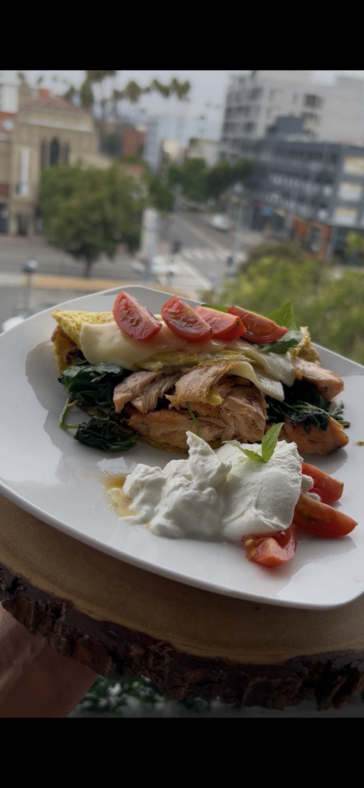 Salmon & Spinach stuffed omelet