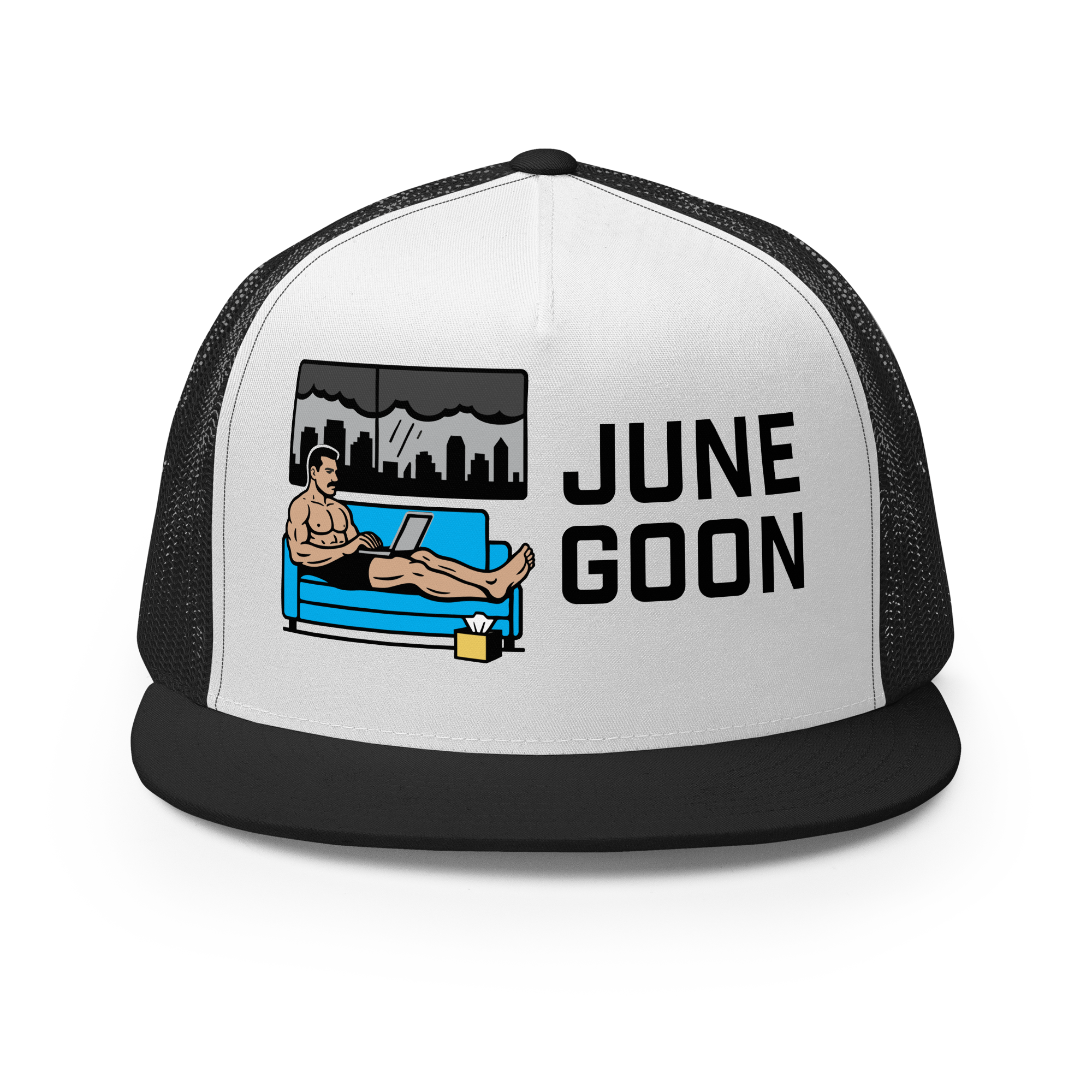 June Goon Premium Trucker Hat — Black Graphic