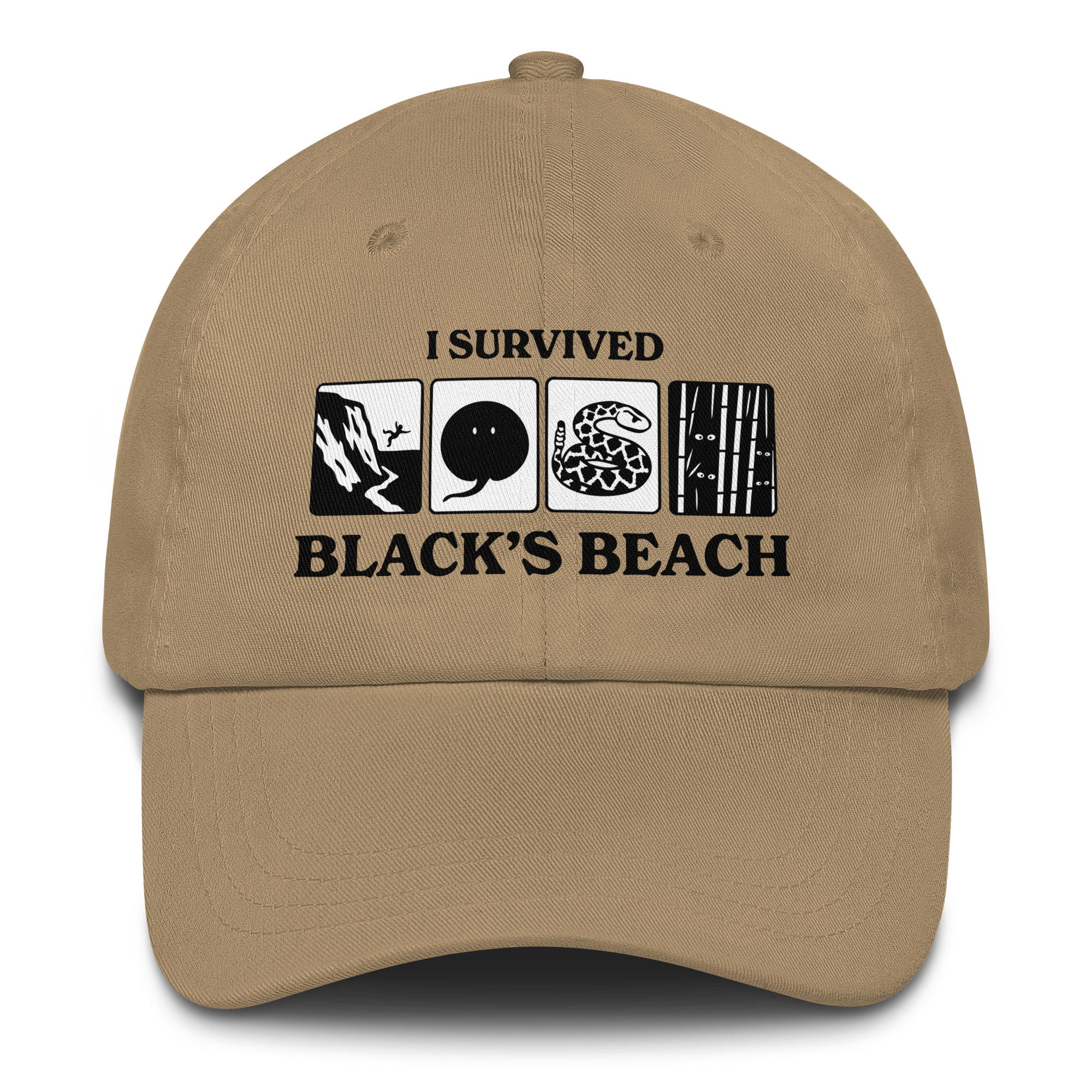 I Survived Black's Beach Daddy Hat (IYKYK Version) — Black Graphic