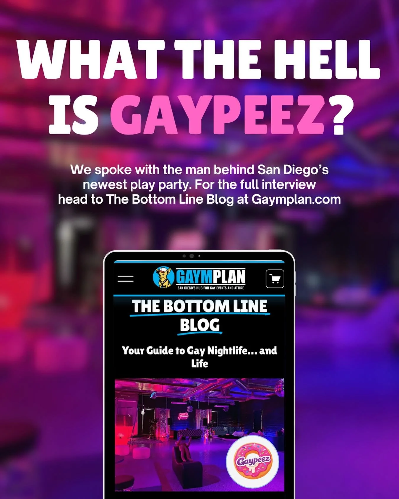 Check out the full interview here: https://www.gaymplan.com/gay-blog-the-bottom-line/what-the-hell-is-gaypeez-inside-san-diegos-newest-play-party #gaysandiego #gay #gaypeez #thebottomline #sandiego