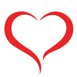 Red heart shape on a black background.